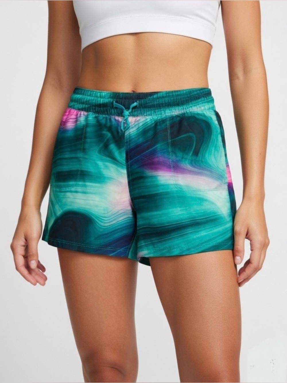 The North Face Classic Outdoor/Water Short in Green & Pink Swirl Marble Size M